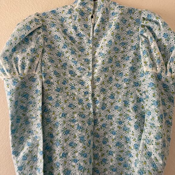 Vintage lace overlay puff sleeve cottagecore midi dress - Picture 11 of 14